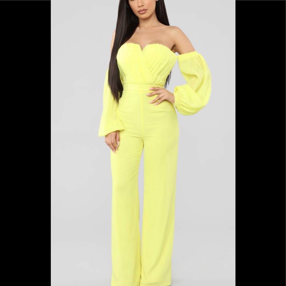Yellow Chiffon Jumpsuit, NWT